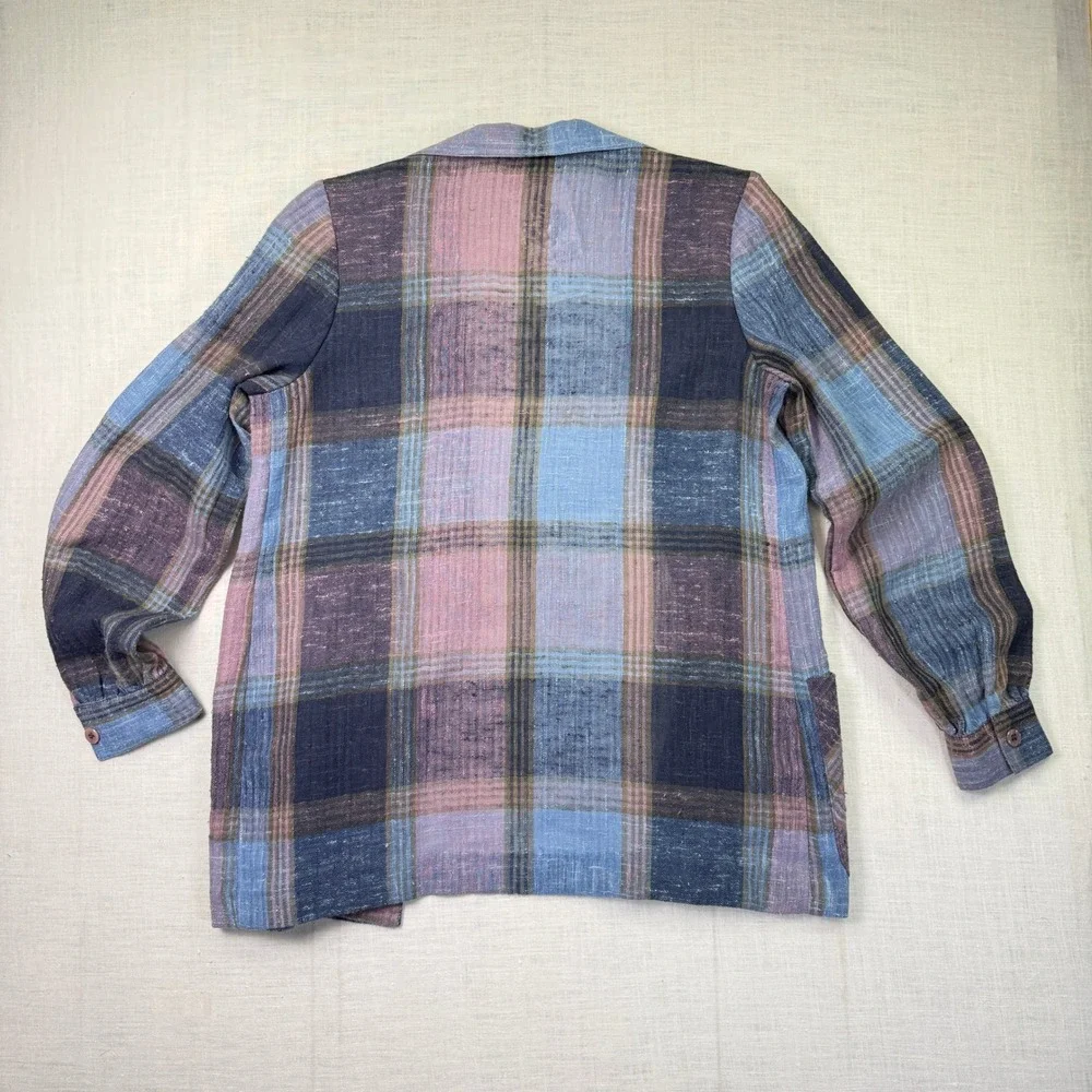 VTG Act III Plaid Light Jacket Medium Womens Multi Color Open Front Pockets USA - Picture 4 of 6